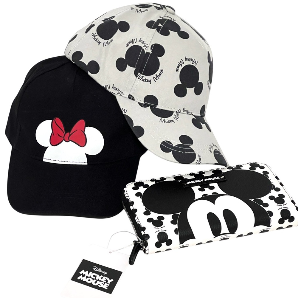 Disney Mickey Mouse Hats and Wallet Set - Black and White
